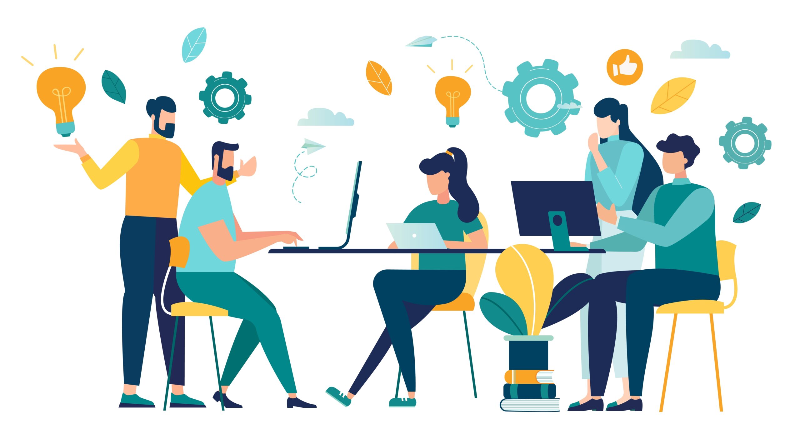 Group,Office,Workers,Work,Office,Or,Coworking,Space.,Tables,With