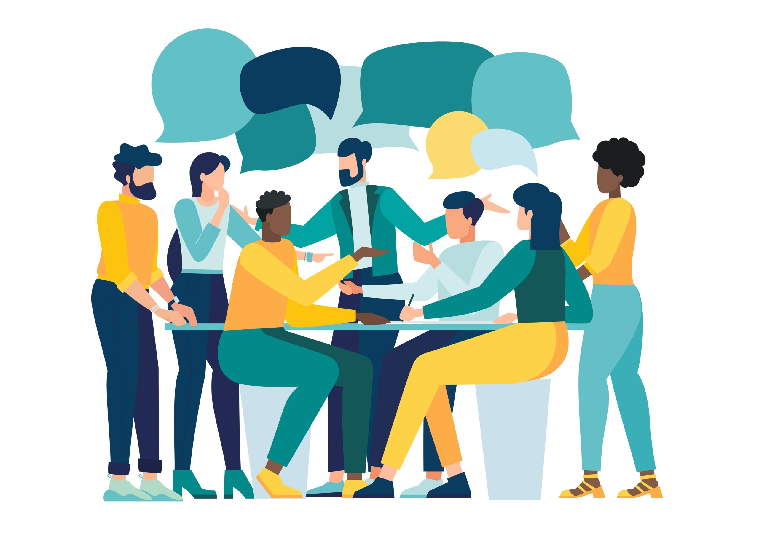 Discussion,,Conversation,With,Speech,Bubbles.,Illustration,Brainstorming,For,Idea,,Meeting